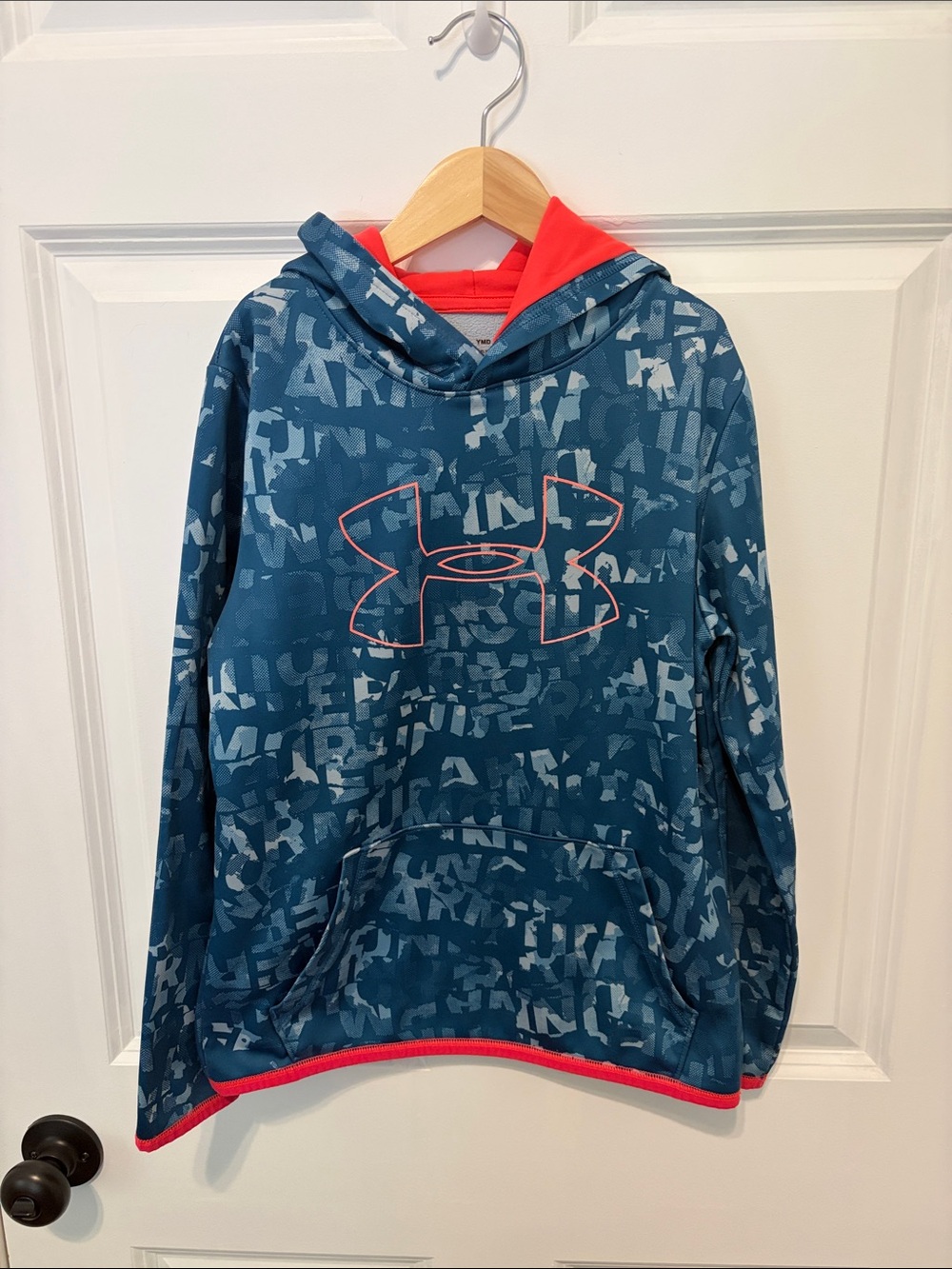 Under Armour Blue Camo Hoodie with Coral Trim